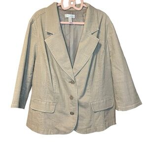 Dress barn khaki greyish color women’s linen blend blazer size 18/20 EUC